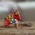 Ceramic figurine, 'Little Red Pucara Bull' - Hand Painted Red Ceramic Bull Sculpture Floral from Peru (image 2b) thumbail