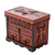 Leather and cedar wood jewelry box, 'Nazca Chamber' - Hand Carved Wood Jewelry Box with Nazca Motif from Peru thumbail