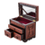 Leather and cedar wood jewelry box, 'Nazca Chamber' - Hand Carved Wood Jewelry Box with Nazca Motif from Peru (image 2b) thumbail