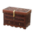 Leather and wood jewelry box, 'Paradise Memories' - Leather and Wood Wood Jewelry Box with Bird Motifs thumbail