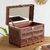Leather and wood jewelry box, 'Paradise Memories' - Leather and Wood Wood Jewelry Box with Bird Motifs (image 2c) thumbail