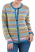 100% alpaca cardigan, 'Sweet Cake' - Multicolor 100% Alpaca Cardigan Sweater from Peru (image 2a) thumbail