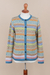 100% alpaca cardigan, 'Sweet Cake' - Multicolor 100% Alpaca Cardigan Sweater from Peru (image 2d) thumbail