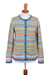 100% alpaca cardigan, 'Sweet Cake' - Multicolor 100% Alpaca Cardigan Sweater from Peru (image 2f) thumbail