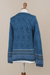 100% alpaca cardigan, 'Dreamy Blues' - Teal 100% Alpaca Wool Cardigan Sweater from Peru (image 2f) thumbail