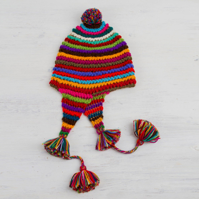 100% alpaca chullo hat, Tactile Rainbow