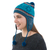 Women's 100% alpaca chullo hat, 'Andean Snowfall' - Alpaca Chullo Hat in Azure and Smoke from Peru