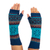 100% alpaca fingerless mitts, 'Andean Snowfall' - 100% Alpaca Fingerless Gloves in Azure and Smoke from Peru (image 2a) thumbail