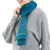 100% alpaca scarf, 'Winter Rhombi' - 100% Alpaca Wrap Scarf in Teal and Cerulean from Peru (image 2b) thumbail