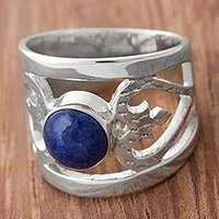 Sodalite cocktail ring, 'Inseparable Love'