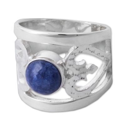 Sodalite cocktail ring, 'Inseparable Love' - Sodalite and Sterling Silver Cocktail Ring from Peru