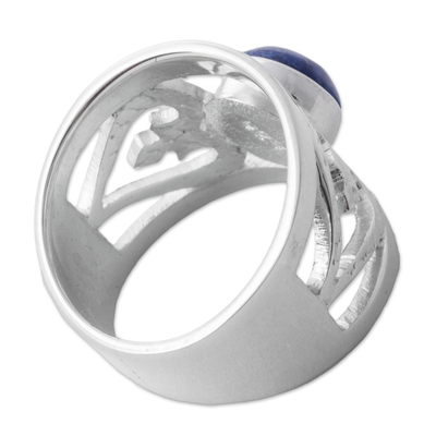 Sodalite cocktail ring, 'Inseparable Love' - Sodalite and Sterling Silver Cocktail Ring from Peru