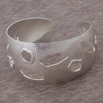 Sterling silver cuff bracelet, 'Parallel Universe' - 925 Sterling Silver Modern Cuff Bracelet from Peru