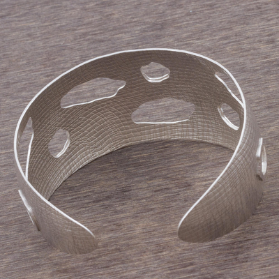 Sterling silver cuff bracelet, 'Parallel Universe' - 925 Sterling Silver Modern Cuff Bracelet from Peru