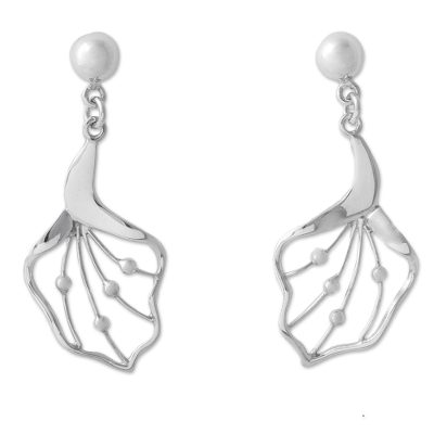 Sterling silver dangle earrings, 'Abstract Nature' - 925 Sterling Silver Abstract Dangle Earrings from Peru