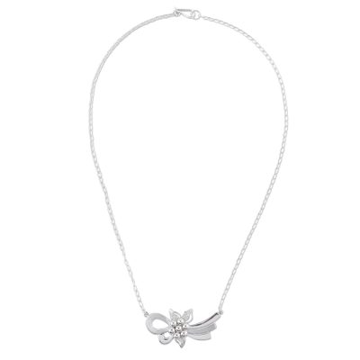 Sterling silver pendant necklace, 'Floral Ties' - Sterling Silver Floral Pendant Necklace from Peru