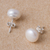 Cultured pearl stud earrings, 'Round Style' - Cultured Pearl and Sterling Silver Stud Earrings from Peru (image 2b) thumbail