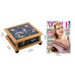 Reverse-painted glass decorative box, 'Midnight Garden' - Black Reverse-Painted Glass Decorative Box with Butterflies