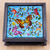 Reverse painted glass decorative box, 'Blue Winter Butterflies' - Reverse Painted Glass Blue Decorative Box with Butterflies (image 2e) thumbail