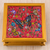 Reverse painted glass decorative box, 'Red Winter Butterflies' - Butterflies on Red Reverse Painted Glass Decorative Box (image 2b) thumbail