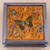 Reverse painted glass decorative box, 'Orange Winter Butterflies' - Butterflies on Orange Reverse Painted Glass Box from Peru (image 2e) thumbail