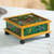 Reverse painted glass decorative box, 'Teal Winter Butterflies' - Reverse Painted Glass Teal Box with Multicolor Butterflies (image 2) thumbail