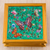 Reverse painted glass decorative box, 'Teal Winter Butterflies' - Reverse Painted Glass Teal Box with Multicolor Butterflies (image 2e) thumbail