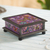 Reverse painted glass decorative box, 'Purple Winter Butterflies' - Reverse Painted Glass Decorative Box with Butterflies