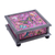 Reverse painted glass decorative box, 'Purple Winter Butterflies' - Reverse Painted Glass Decorative Box with Butterflies (image 2a) thumbail