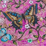 Reverse painted glass jewelry box, 'Purple Winter Butterflies' - Reverse Painted Glass Decorative Box with Butterflies