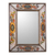 Reverse painted glass wall mirror, 'Floral Medallions' - Reverse Painted Glass Rectangular Floral Wall Mirror thumbail