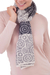 100% alpaca scarf, 'Melody of Alabaster and Grey' - Patterned Alabaster Titanium and Grey 100% Alpaca Scarf (image 2b) thumbail