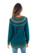 Art knit alpaca sweater, 'Playful Teal' - Teal & Blue 100% Alpaca Pullover Patterned Peruvian Sweater (image 2c) thumbail