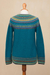 Art knit alpaca sweater, 'Playful Teal' - Teal & Blue 100% Alpaca Pullover Patterned Peruvian Sweater (image 2f) thumbail