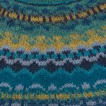 Art knit alpaca blend sweater, 'Art Knit in Teal' - Teal & Blue Alpaca Blend Pullover Patterned Peruvian Sweater