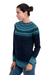 Art knit alpaca sweater, 'Playful Navy Blue' - Navy Blue 100% Alpaca Pullover Patterned Peruvian Sweater (image 2c) thumbail