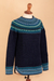 Art knit alpaca sweater, 'Playful Navy Blue' - Navy Blue 100% Alpaca Pullover Patterned Peruvian Sweater (image 2f) thumbail
