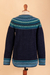 Art knit alpaca sweater, 'Playful Navy Blue' - Navy Blue 100% Alpaca Pullover Patterned Peruvian Sweater (image 2g) thumbail