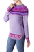 100% alpaca sweater, 'Soft Lavender' - Soft Lavender Flowers 100% Alpaca Pullover Sweater from Peru (image 2b) thumbail