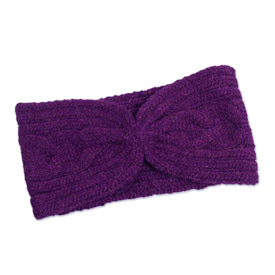 Ohrenwärmer-Stirnband aus Alpakamischung, „Boysenberry Purple“ - Trendiger Ohrenwärmer in Boysenberry-Farbe aus Alpaka-Mischgewebe