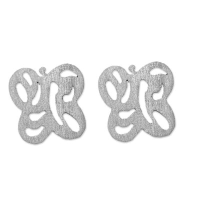 Sterling silver stud earrings, 'Skyward Butterflies' - Sterling Silver Butterfly Stud Earrings from Peru