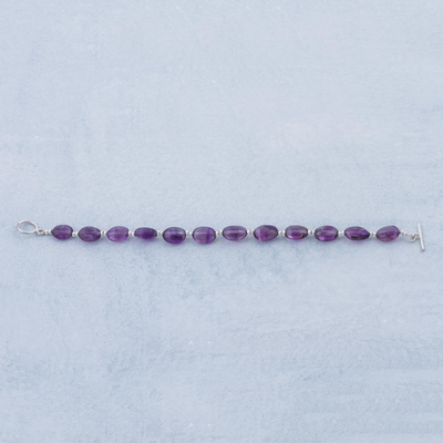Amethyst beaded bracelet, 'Enchanted Purple' - Purple Amethyst Beaded Bracelet from Peru