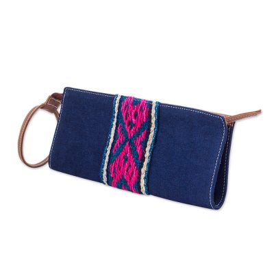 Cotton Denim Wristlet in Navy by Peruvian Artisans