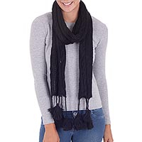 Featured review for 100% alpaca scarf, Rainy Night in Black