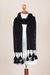 100% alpaca scarf, 'Rainy Night in Black' - 100% Alpaca Handwoven Scarf in Black with Tassels from Peru (image 2c) thumbail