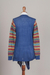 Cotton blend kimono-style cardigan, 'Market Walk in Blue' - Solid Blue Open Kimono Cardigan with Multicolor Sleeves (image 2f) thumbail