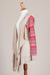 Cotton blend cardigan, 'Garden in Pale Beige' - Beige Open Front Cardigan with Multicolor Floral Sleeves (image 2e) thumbail