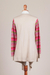 Cotton blend cardigan, 'Garden in Pale Beige' - Beige Open Front Cardigan with Multicolor Floral Sleeves (image 2f) thumbail