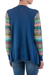 Cotton blend cardigan, 'Blue Southern Star' - Blue Open Cardigan with Multicolored Patterned Sleeves (image 2c) thumbail