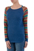 Cotton blend sweater, 'Cusco Market in Blue' - Blue Tunic Sweater with Multi Color Patterned Sleeves (image 2b) thumbail
